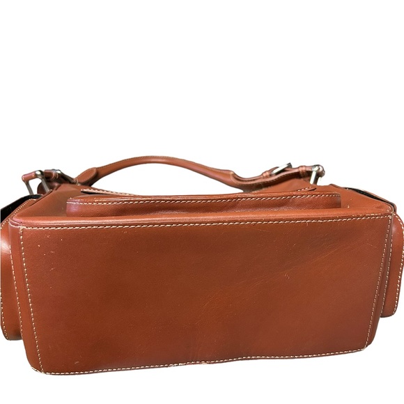 Talbot's Brown Leather Handbag 10”x10”x4 1/2”, zippered top, 3 outside pockets - Picture 6 of 8